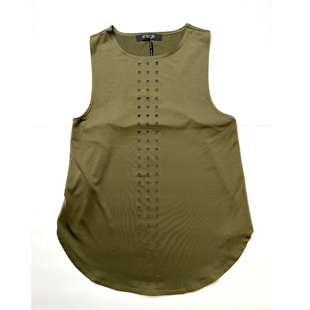 Energie Lark  Olive Green Laser-cutout  Tank Top Sz M